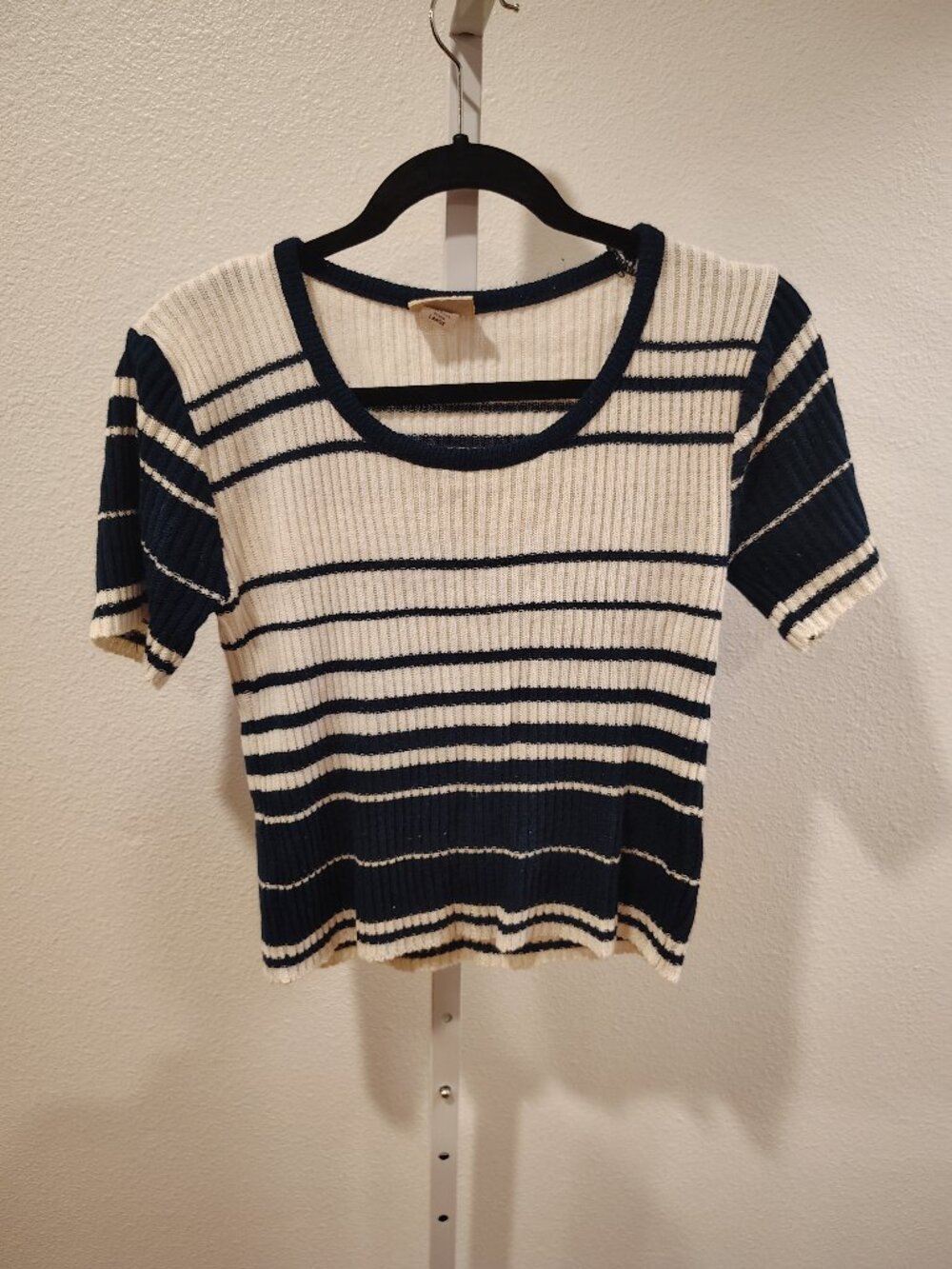 Route 66 Women's Short Sleeve Sweater Size Large Striped Stripes Vintage